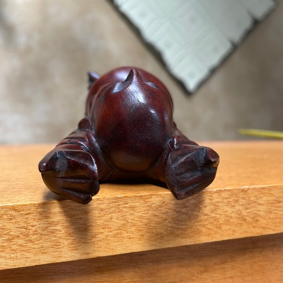 Good Luck Hand Crafted Wooden Big Belly Buddha - Picture 6 of 13